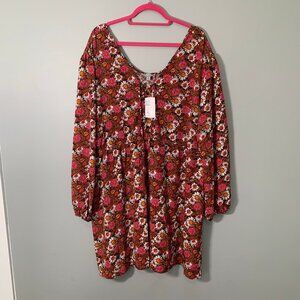 NEW‎ Luukse boho floral long sleeve flowy lightweight shirt top blouse